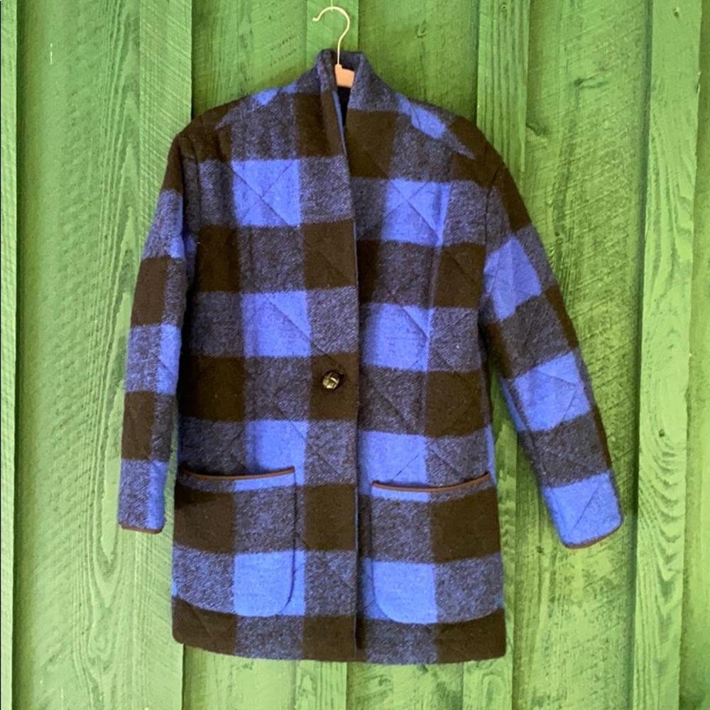 Wilfred Free Buffalo Check Wool Cocoon Coat Barn